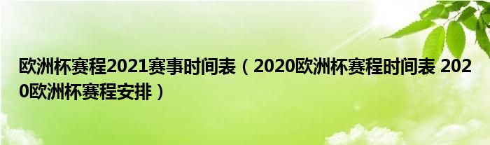 欧洲杯赛程2021赛事时间表（2020欧洲杯赛程时间表 2020欧洲杯赛程安排）